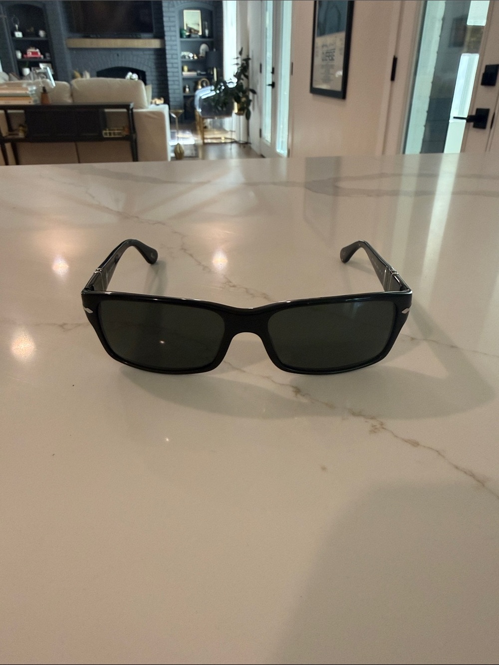 Persol Black Rectangular Sunglasses